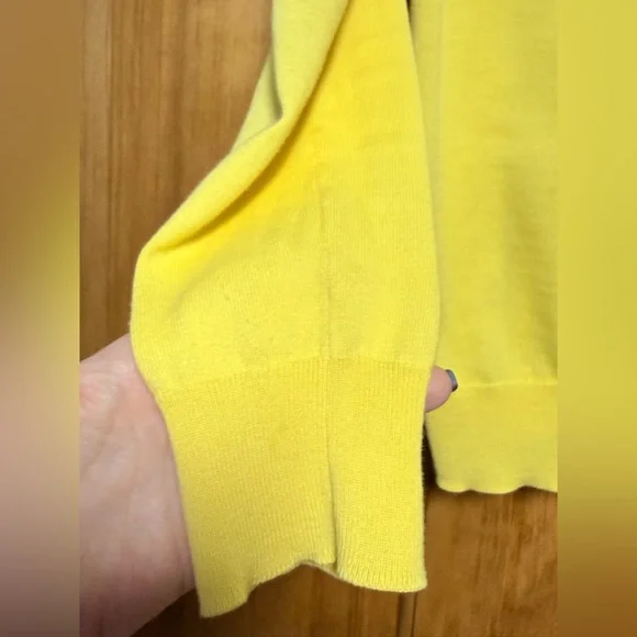 TORY BURCH bright yellow cotton sweater sz small - Picture 8 of 10